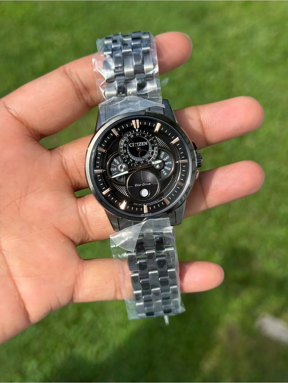 Citizen Calendrier Black Chronograph Rose Gold Multi-Function Eco-Drive Watch